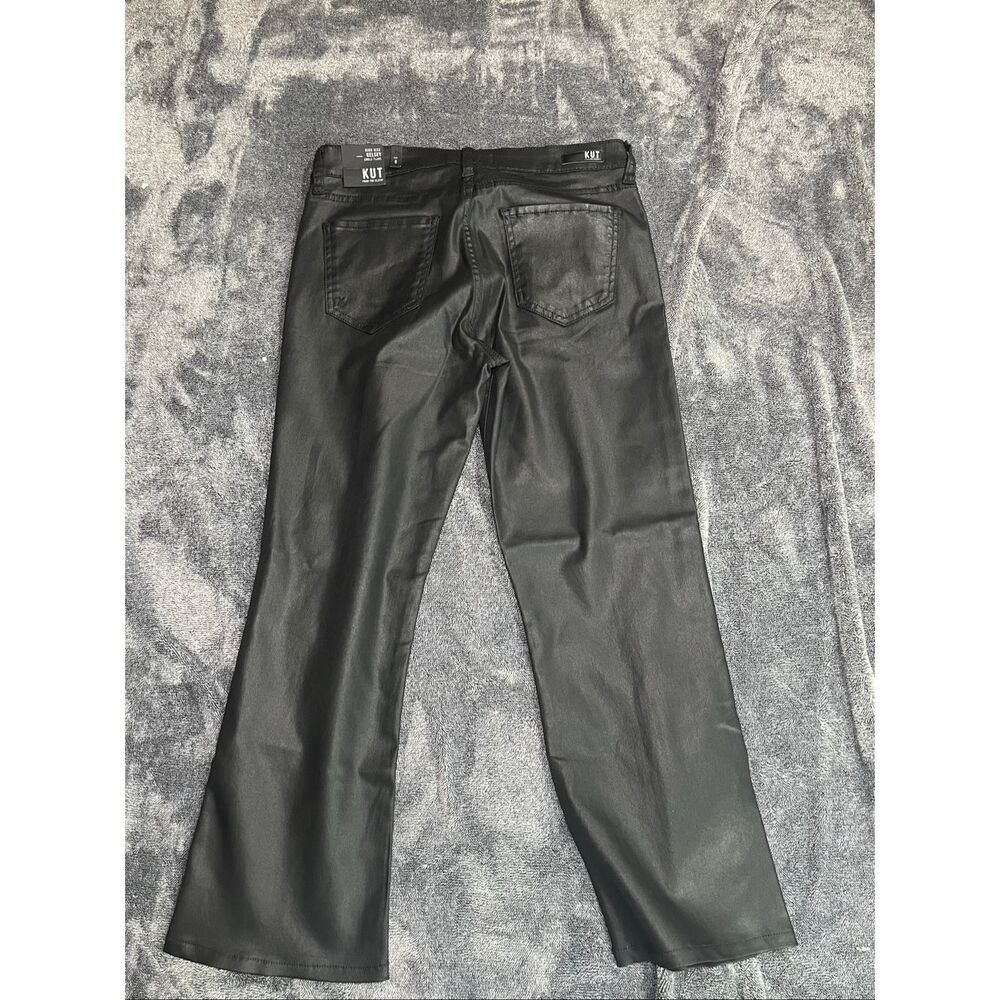 NWT KUT From The Kloth Kelsey High Rise Ankle Flare Coated Black Jeans Women Siz - Picture 3 of 4